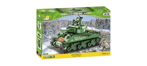 Cobi 2550 Panzer Sherman M4A3E2 Jumbo Bausatz - Konstruktionsspielzeug mit 720 Teilen, inklusive 2 Figuren. Ideal für Geschichtsinteressierte und LEGO-Fans, die den 2. Weltkrieg nachbauen möchten.