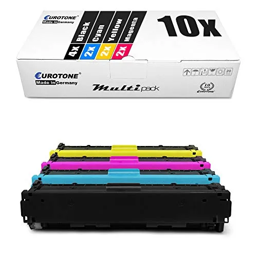10x Eurotone kompatibler Toner für HP Color Laserjet CP 1215 ersetzt CB540A-43A 125A