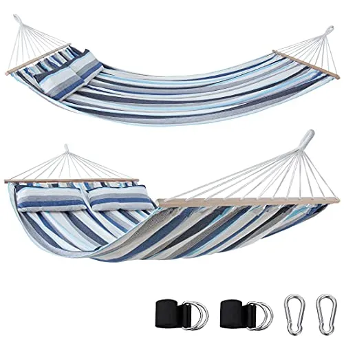 yourGEAR Kauai - XXL Hängematte 240x160 cm mit Kissen | Hohe Belastbarkeit 300 kg | Smaragd oder Aqua | Baumwolle - Genießen Sie entspanntes Liegen zu zweit in dieser XXL Hängematte mit 240x160 cm. Hohe Tragkraft von 300 kg und weiche Baumwolle sorgen für optimalen Komfort. Inklusive Kissen für zusätzlichen Luxus und einfache Montage mit praktischem Befestigungsset.