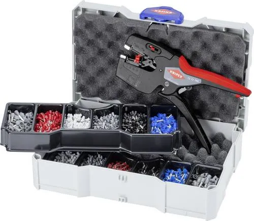 Knipex 97 90 27 Crimp-Set - Crimpzangen-Set im stabilen TANOS MINI-systainer, inklusive KNIPEX NexStrip Multiwerkzeug für präzises Schneiden, Abisolieren und Crimpen - ideal für Elektriker.