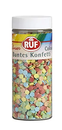 RUF Bunte Konfetti Streusel, Zucker-Dekor in 5 Farben für kreative Backideen - Verwandle deine Backkreationen mit den farbenfrohen Konfetti Streuseln in ein Fest für die Augen. Ideal für Kuchen, Muffins und Plätzchen – der perfekte Hingucker für jede Feier!
