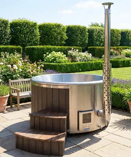 Hot Tub Badefass mit Spa-Funktion – Rund und komfortabel - Außenwhirlpool mit 10 verstellbaren Luftsprudlern, LED-Beleuchtung und Massagefunktion für ultimative Entspannung. Premiumqualität und einfache Montage.