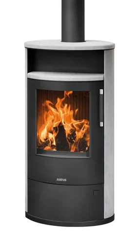 JUSTUS Kaminofen Island 7 2.0 schwarz Speckstein 7kW - Elegante Wärme für Ihr Zuhause - Kaminofen aus Speckstein mit 7 kW Leistung, bietet effiziente Wärme und ein modernes Design für gemütliche Abende.