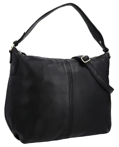 Gusti Shopper Leder - Hannah Damen Umhängetasche Schwarz - Stylische Ledertasche im Vintage-Design, ideal für Alltag und Freizeit. Bietet ausreichend Platz für Handy, Geldbörse und mehr. Perfekt für jeden Anlass, ob Shopping oder Spaziergang.