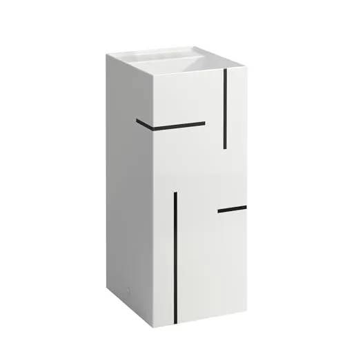 LAUFEN Kartell Freistehender Waschtisch ohne Hahnloch - Elegantes freistehendes Waschbecken in Linien schwarz, ideal für moderne Badezimmer. Hochwertiges Design ohne Überlauf für eine stilvolle Optik.