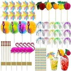 Cocktail Deko Set 150 Stück - Bunte Party Dekorationen - Verleihen Sie Ihrer Feier mit diesem 150-teiligen Cocktail Deko Set eine festliche Note. Ideal für Geburtstagsfeiern und Hochzeiten, sorgt die bunte Vielfalt aus Papierschirmen und Strohhalmen für gute Laune und kreative Cocktails.