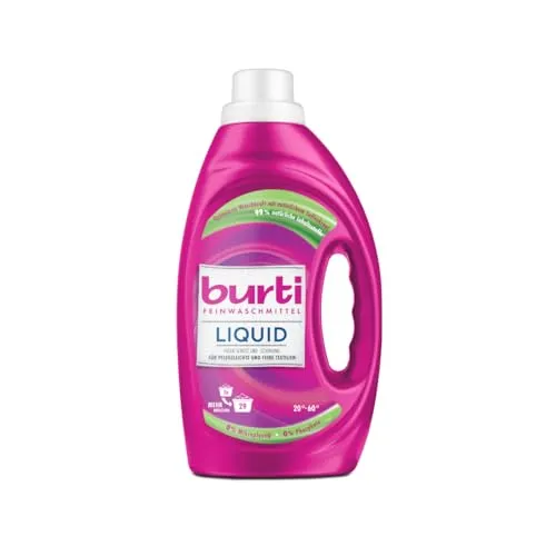 burti LIQUID Feinwaschmittel – Color Waschmittel flüssig ohne Bleichmittel & Weichspüler - Fleckenentferner - 29 Wäschen – Farb- & Faserschutz für pflegeleichte Textilien