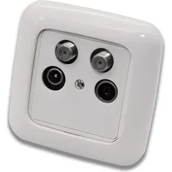 Busch-Jaeger Komplettset 4-Loch Antennensteckdosen-Einsatz - Unterputzdosen mit 4-Loch SAT/TV/Radio Dose, ideal für TWIN Receiver, einbaufertig und in elegantem Reflex SI alpinweiß.