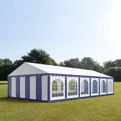 TOOLPORT PRO 6x12m Partyzelt - Blau-Weiß mit Bodenrahmen - Pavillon für jede Wetterlage: Das TOOLPORT PRO Partyzelt bietet mit reißfestem PVC, rundumlaufendem Bodenrahmen und UV-Schutz 50+ optimalen Schutz für Feste und Feiern im Freien.