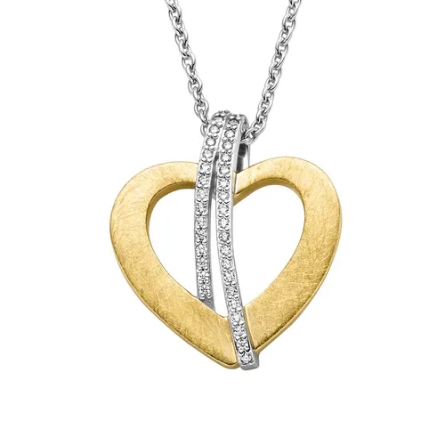 Viventy Halskette-Anhänger Herz Zirkonia Silber 18k Vergoldet - Elegante Halskette mit Herz-Anhänger aus Sterlingsilber, verziert mit funkelndem Zirkonia. Perfekt für besondere Anlässe und den täglichen Gebrauch.