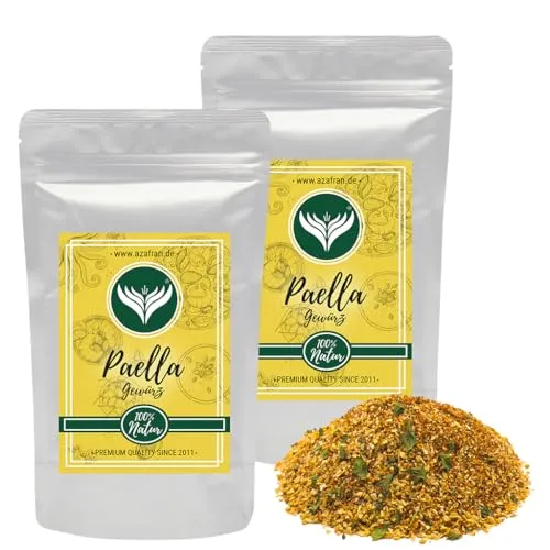 Azafran Paella Gewürz mit Safran, Gewürzzubereitung für die perfekte Reis Pfanne, Gewürzmischung nach spanischer Art 500g
