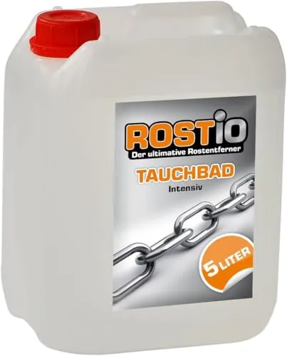 Rostio Tauchbad Intensiv 5 Liter - Effektiver Rostumwandler für Auto und Motorrad - Rostumwandler & Rostentferner: Profi Qualität, entfernt Rost porentief und bietet langanhaltende Ergebnisse ohne Erwärmung.