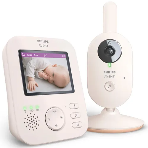 Philips AVENT Babyphone SCD881/26 - Rosa, Video-Babyphone mit Nachtsicht - Babyphones: Sicherer Kontakt zu deinem Baby dank 2,8'' LCD-Display und Nachtsicht. Maximale Reichweite von 300 m, integrierte Talkback-Funktion und bis zu 10 Stunden Akkulaufzeit.