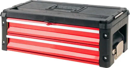 Yato YT-09107 TOOL BOX WITH 2 DRAWERS - Werkstatteinrichtung: Robuster Metall Werkzeugkasten mit 2 Schubladen, ideal für die organisierte Aufbewahrung von Kleinteilen und Werkzeugen.