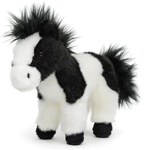 Uni-Toys - Pferd schwarz-weiß, stehend - 19 cm (Höhe) - Plüschtier, Kuscheltier
