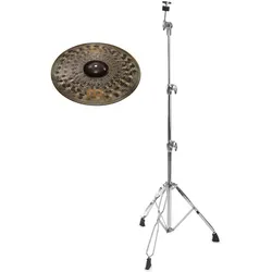 Meinl Classics Custom Dark 20" Ride + gerader Beckenständer Set - Zubehör für Schlaginstrumente, 20" Ride Becken mit Dark Finish aus B10 Bronze, inkl. geradem Beckenständer für optimalen Sound und Stabilität.