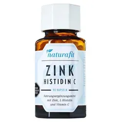 Naturafit Zink Histidin C 90 ST - Nahrungsergänzungsmittel mit Zink, L-Histidin und Vitamin C, unterstützt das Immunsystem und ist ideal für eine gesunde Ernährung, 90 Kapseln, gluten- und laktosefrei.