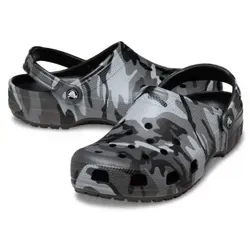 Crocs Classic Camo Clog Unisex Schwarz US M9/W11 (EU 42-43) - Bequeme Clogs mit angesagtem Tarnmuster. Ergonomische Passform und wasserbeständiges Croslite Material sorgen für hohen Tragekomfort. Ideal für den Alltag und vielseitige Anwendungen.