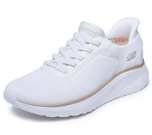 Skechers Damen Bobs Squad Chaos Current MuseSneaker, Weißgold-Textil, 36.5 EU