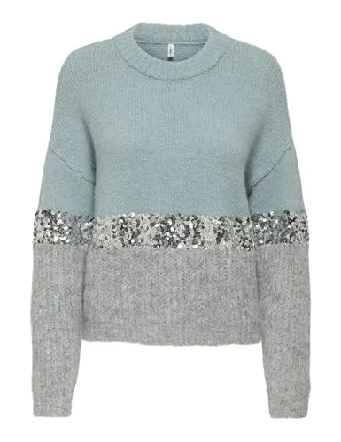 ONLY Rundhalspullover ONLMAINE LIFE LS SEQUIN BLOCK O-NECK KNT - Stylischer Rundhalspullover von ONLY mit Pailletten für vielseitige Outfits. Die bequeme Stretch-Qualität sorgt für optimalen Tragekomfort. Ideal für den ganzen Tag – ob im Büro oder beim Ausgehen!