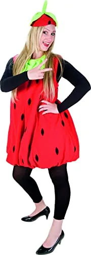 Rubie's 2tlg. Kostüm "Erdbeere" in Rot, Damen - Faschingskostüme für Damen - 2-teiliges Erdbeerkostüm mit Mütze und Overall, perfekt für Fasching und Karneval, bringt Spaß und Farben ins Fest!