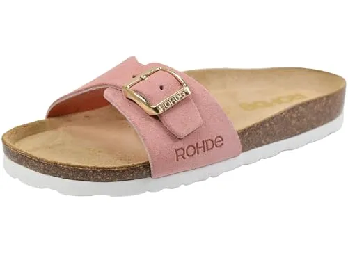 Rohde Damen Pantolette Leder Alba 5589, Größe 40 EU, Farbe Pink - Bequeme Damen-Pantolette mit weitenverstellbarer Schnalle und hochwertigem Lederobermaterial. Ideal für den Alltag, bietet sie ein angenehmes Tragegefühl dank der strapazierfähigen Synthetik-Laufsohle.