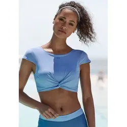 Crop-Bikini-Top LASCANA ACTIVE "Oceana" für Damen - Sportliches Crop-Top in hellblau aus recyceltem Polyamid mit modischer Knotenoptik und herausnehmbaren Softcups. Ideal für aktive Frauen, die Umweltbewusstsein und Stil kombinieren möchten.