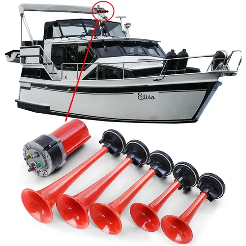 Klang Bootsfanfare General Lee Melodie Hupe mit Kompressor Rot 118dB 12 Volt 5