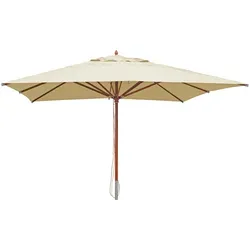 Mendler Gastronomie Holz-Sonnenschirm HWC-C57, 4x4m - Sonnenschirm aus hochwertigem Holz mit UV-Schutz und wasserabweisendem Polyesterbezug. Ideal für Garten und Terrasse, leicht zu bedienen mit Seilzugsystem.