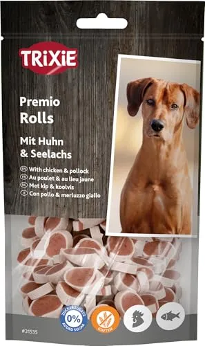 TRIXIE Hundeleckerli PREMIO Hunde-Chicken Rolls 75g - Premium Leckerlis für Hunde glutenfrei - ohne Getreide & Zucker, schmackhafte Belohnung für Training & Zuhause - 31535