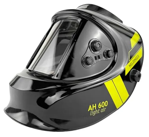 WELDINGER Automatik-Schweißhelm AH 600 light air - mit Ventilation und Panorama Sichtfeld, UV-Schutz und feuerfest für sicheres Arbeiten