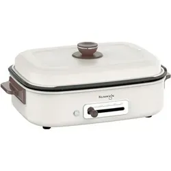 Kuvings Ceramic Plus elektrischer Tischgrill - Retro-Design, cremefarben - Vielseitiger elektrischer Tischgrill für Grillen, Braten und Backen. Mit keramisch beschichteten Platten für gleichmäßige Wärmeverteilung und leichter Reinigung. Ideal für Küche, Balkon oder Camping.