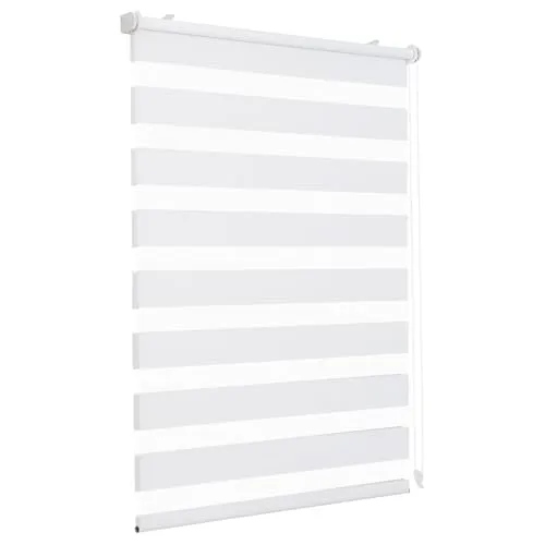 Sekey Doppelrollo Klemmfix ohne Bohren für Fenster, Doppelrollo 45 cm breit, Duo Rollo Jalousie Sonnenschutz, 45x100cm, Weiß