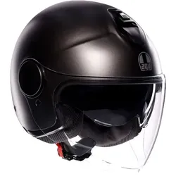 AGV ETERES E2206 Motorrad Jet-Helmet, Unisex, Matt Asfalto Grey, L - Motorradhelm mit kratzfestem Visier und integrierter Sonnenblende, ideal für Brillenträger und ausgestattet mit einem komfortablen, waschbaren Futter.