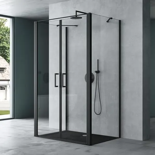 Mai & Mai Duschkabine U-Form 80x90 - Moderne Duschabtrennung mit 8mm ESG-Sicherheitsglas und elegantem Aluminiumrahmen. Hebe- und Senkmechanismus für einfachen Zugang und dichten Abschluss. Ideal für stilvolle Badezimmer.