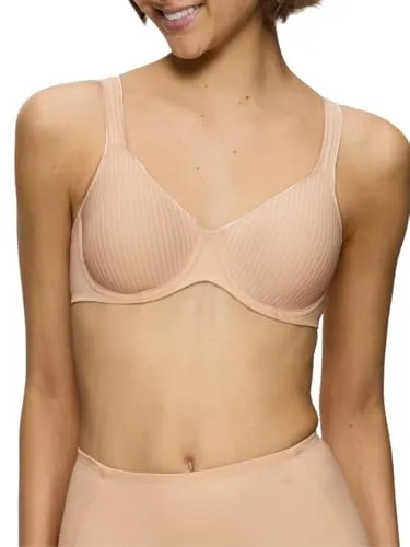 Bügel-BH TRIUMPH "Modern Soft+Cotton W", Damen, Gr. 100, Cup F, beige - Funktionsunterwäsche mit breiten, verstellbaren Trägern für optimalen Tragekomfort. Ideal als T-Shirt-BH, aus weichem Microtouch-Material mit dezentem Glanz-Streifenmuster.