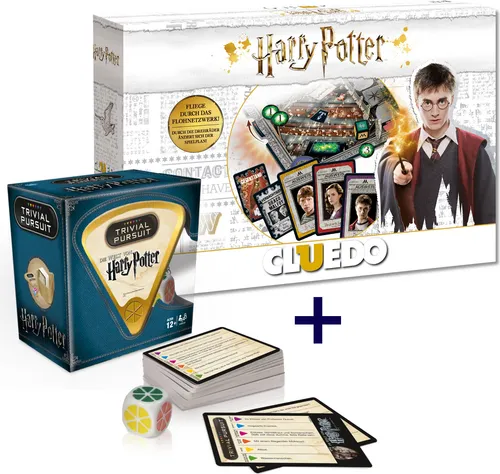 Cluedo Harry Potter & Trivial Pursuit Harry Potter Edition 2019 - Spannendes Bundle mit Cluedo Harry Potter und Trivial Pursuit – entdecke die Geheimnisse von Hogwarts! Ideal für 3-6 Spieler ab 9 Jahren, voller magischer Herausforderungen und kniffliger Fragen.