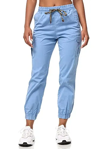 Tazzio Cargo Hose Damen Cargohose Regular Fit F600 (XL, Blau) - Stylische Damen Cargo Hose im Regular Fit, aus hochwertiger Baumwollmischung mit Stretchanteil für optimale Bewegungsfreiheit. Ideal für Alltag und sportliche Aktivitäten.