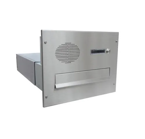Letterbox24 Briefkasten BV Serie Edelstahl Mauerdurchwurf Briefkastenanlage mit Sprechsieb (1 Klingel, Sprechsieb, Busch-Jäger Gegensprechanlage-Set in anthrazit)