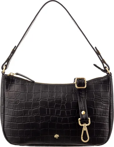 Prato Umhängetasche J159-KR-M aus Rindleder - Elegante Damentasche mit praktischem Reißverschluss-Hauptfach, Zipper- und Einsteckfach für Ordnung. Goldfarbene Details und verstellbarer Schultergurt bieten vielseitige Trageoptionen für jeden Anlass.