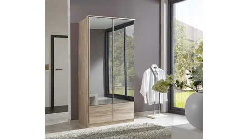 Mid.you Drehtürenschrank Wimex Imago mit Spiegel - Kleiderschrank aus Holzwerkstoff in Eiche, bietet viel Stauraum mit verstellbarem Einlegeboden und Kleiderstange. Ideal für Schlafzimmer und Gästezimmer, Made in Germany.