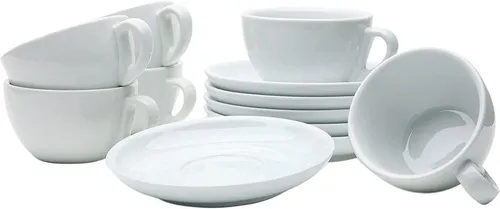 Gastro Spirit Cappuccinotasse 12-teiliges Cappuccino-Tassen Set 200 ml, weiß, Italia Serie, Porzellan, 12-teiliges Set, 200 ml