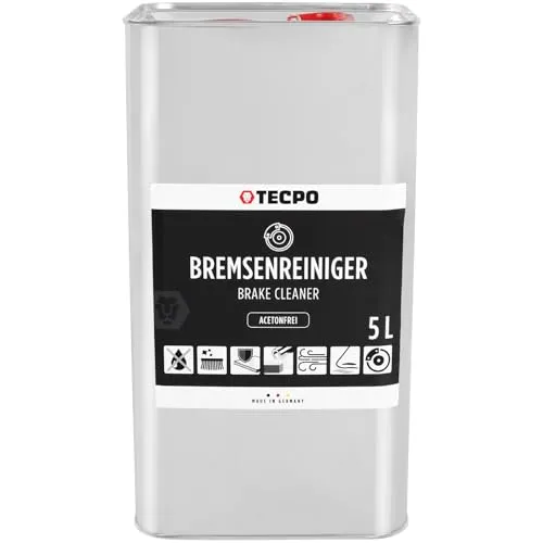TECPO Bremsenreiniger 5 Liter Kanister - Bremsenpflege: Hochwirksamer Entfetter für Metall- und Kunststoffoberflächen, ideal für Industrie und Heimwerker – entfernt zuverlässig Öle, Fette und Schmutz.