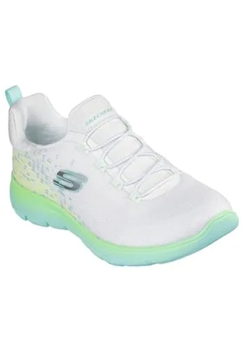 SKECHERS USA Damen Komfort Schnürer – Summits Morning Glow - Sneaker mit atmungsaktivem Mesh-Obermaterial, weicher Memory Foam-Innensohle und elastischen Schnürsenkeln für einfaches An- und Ausziehen. Ideal für aktive Frauen, die Stil und Komfort schätzen.