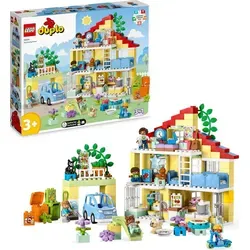LEGO DUPLO 3-in-1-Familienhaus (10994) - Kreatives Puppenhaus für Vorschulkinder, fördert soziale und emotionale Entwicklung mit sieben Figuren und viel Zubehör
