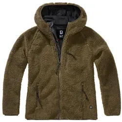 Brandit Women Teddyfleece Jacket Hooded - Olive, 5XL - Funktionsjacke aus hochflorigem Teddy-Fleece für optimale Wärme und Atmungsaktivität, ideal als Übergangs- und Winterjacke mit geräumiger Kapuze und hohem Stehkragen.