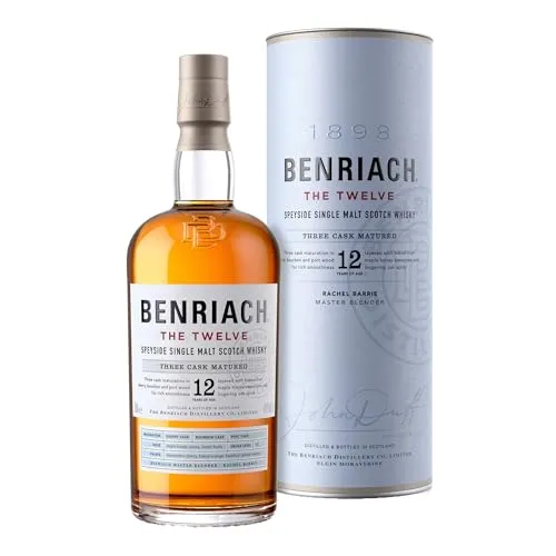 Benriach 12 Jahre - Single Malt Whisky mit Geschenkverpackung - Whisky, sherrybetonter Single Malt mit komplexen Aromen von gebackenen Früchten, ideal als Geschenk für Einsteiger und Kenner.