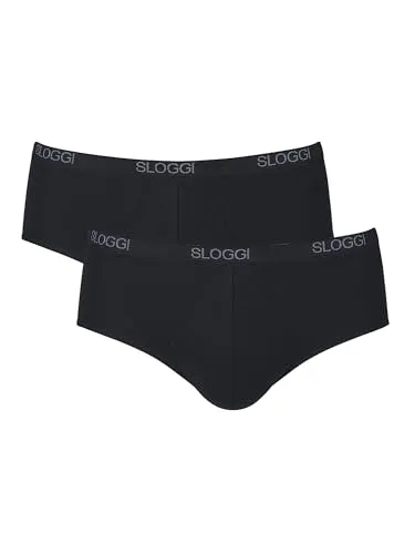 Sloggi Herren Mens Basic Midi 2p Slip, Schwarz, 6 EU - Herren-Slips im 2er-Pack aus langlebiger Baumwolle mit LYCRA für perfekten Sitz und einzigartigen Tragekomfort dank weichem Taillenband.
