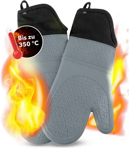 AVANA Topfhandschuhe Silikon Ofenhandschuhe Backhandschuhe Kochhandschuhe, (1 Paar Ofenhandschuhe aus Silikon), weiches Baumwoll-Innenfutter, Anti-Rutsch, Hitzebeständig bis 350°C