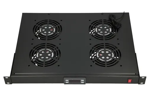 Extralink 19' RACK MOUNT FAN PANEL (4 FANS) WITH THERMOSTAT Lüftertafel (EX.14718)